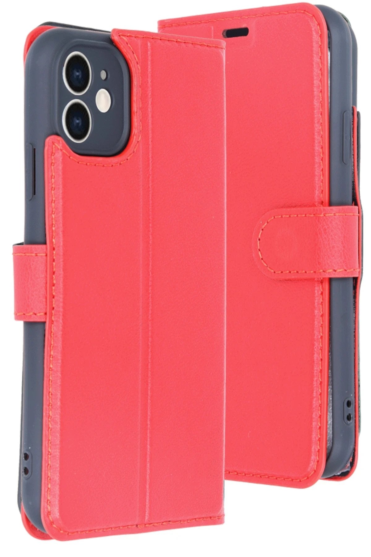 iPhone 11 Kılıf Trend S Plus Kapaklı Kılıf - Kırmızı-(5796)