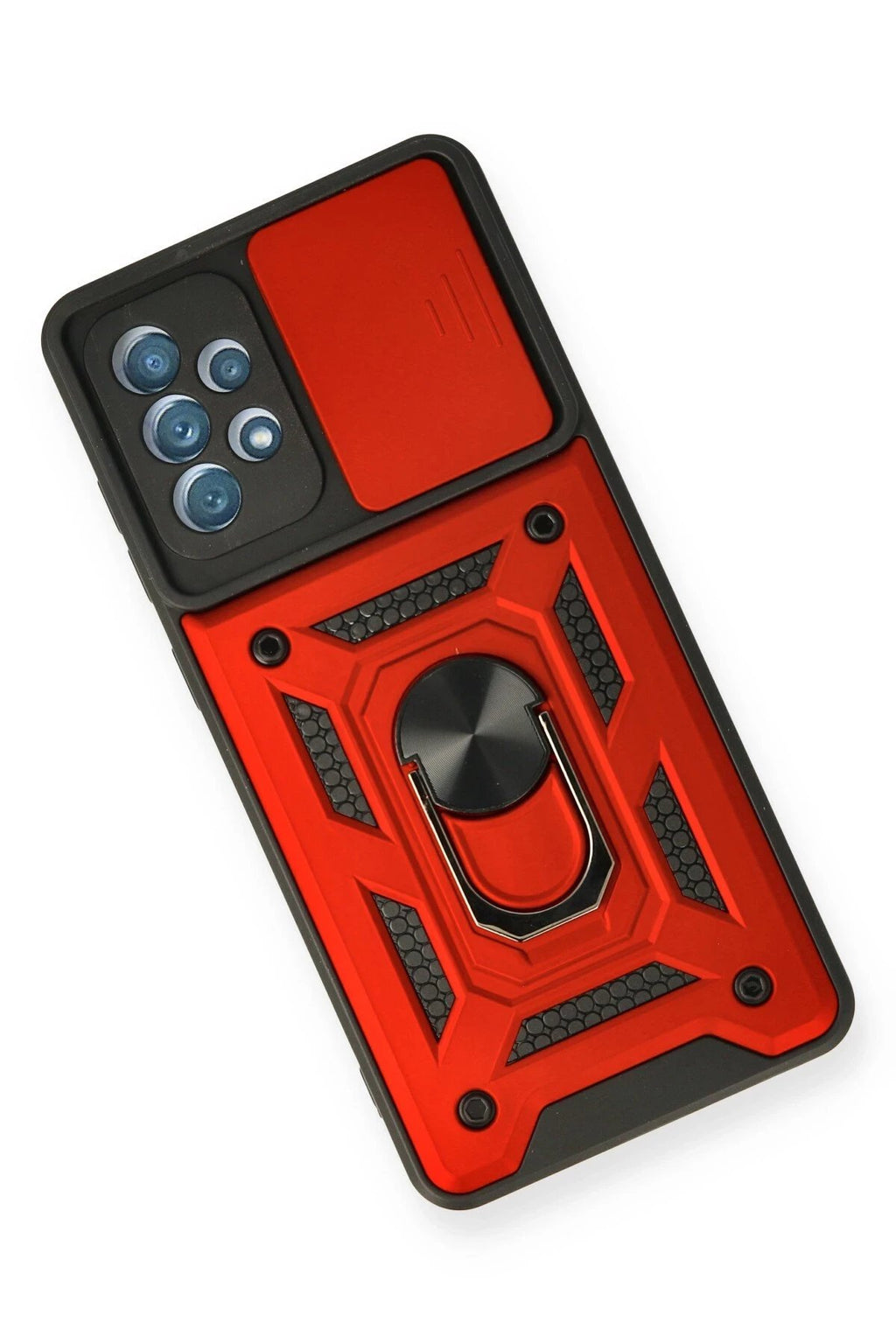 Samsung Galaxy A32 Kılıf Pars Lens Yüzüklü Silikon - Kırmızı-(5796)