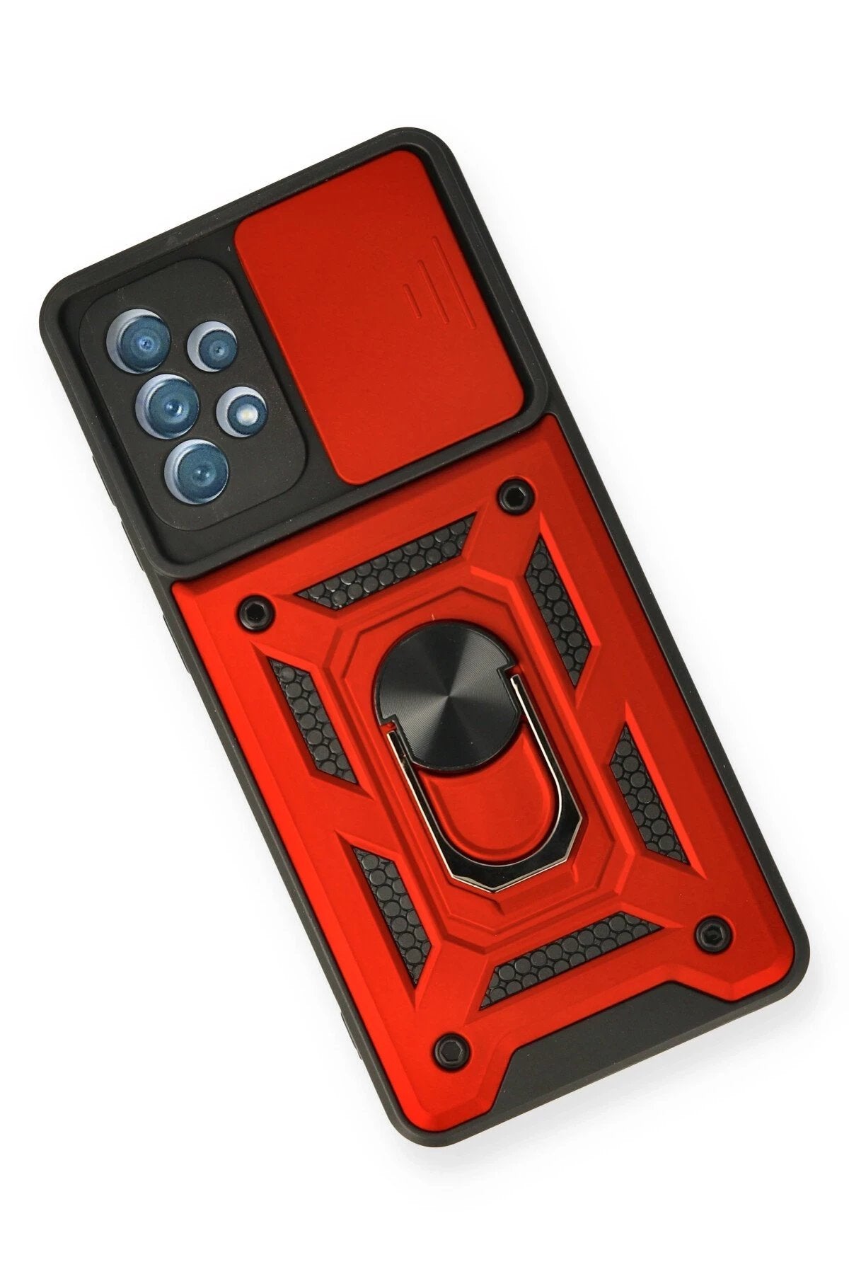 Samsung Galaxy A32 Kılıf Pars Lens Yüzüklü Silikon - Kırmızı-(5796)