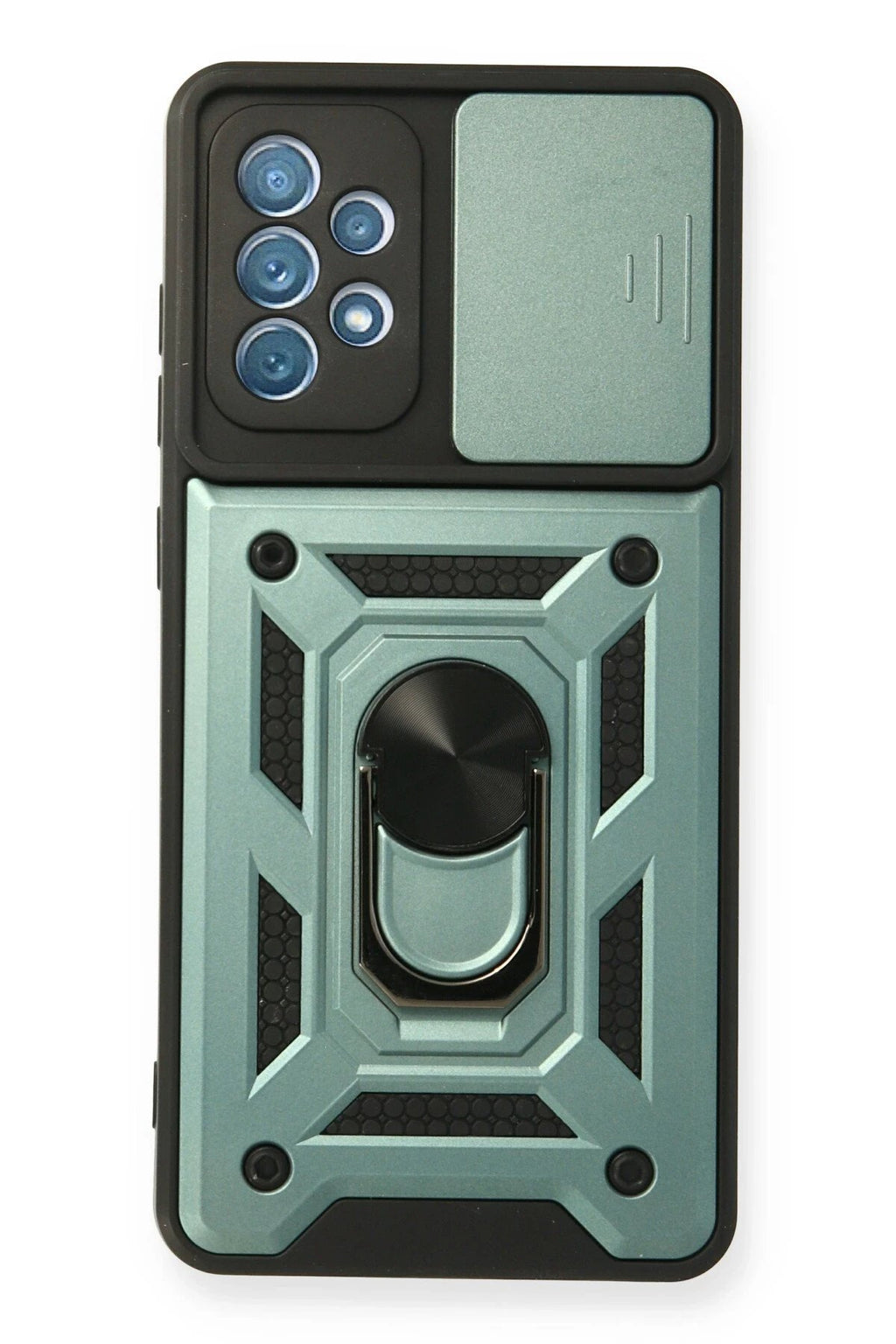 Samsung Galaxy A32 Kılıf Pars Lens Yüzüklü Silikon - Yeşil-(5796)