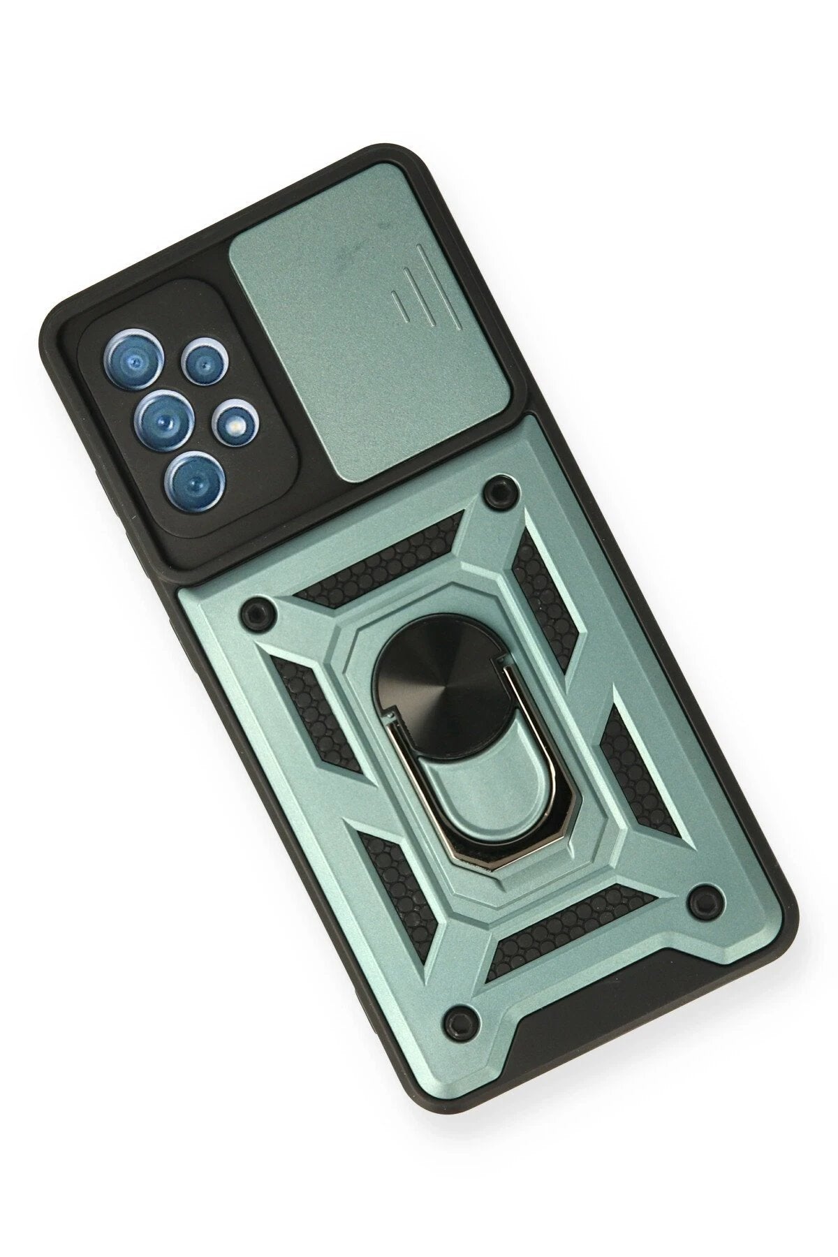 Samsung Galaxy A32 Kılıf Pars Lens Yüzüklü Silikon - Yeşil-(5796)