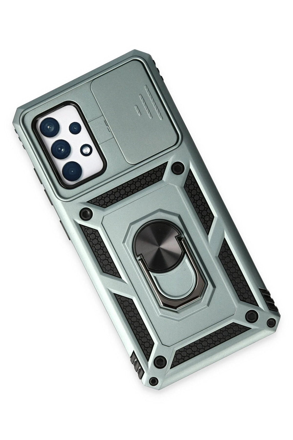 Samsung Galaxy A52 Kılıf Pars Lens Yüzüklü Silikon - Yeşil-(5796)