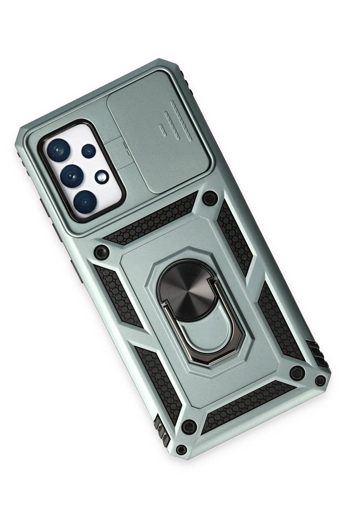 Samsung Galaxy A52 Kılıf Pars Lens Yüzüklü Silikon - Yeşil-(5796)