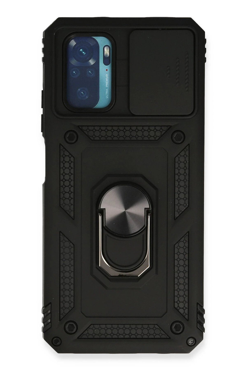 Xiaomi Redmi Note 10 Kılıf Pars Lens Yüzüklü Silikon - Siyah-(5796)