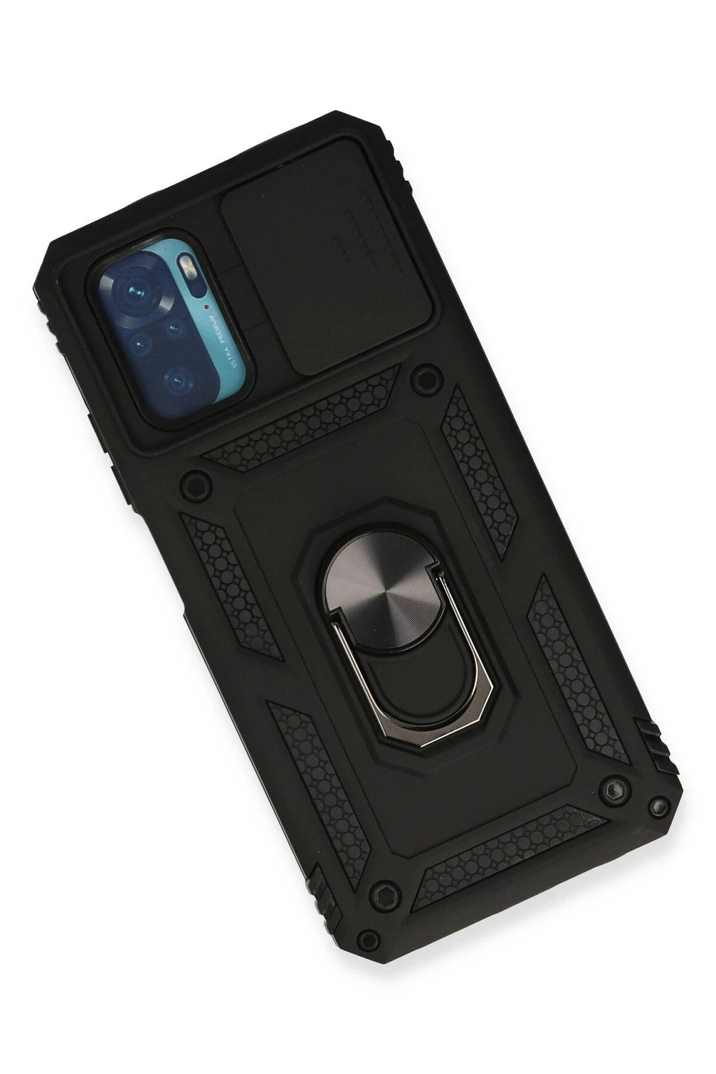 Xiaomi Redmi Note 10 Kılıf Pars Lens Yüzüklü Silikon - Siyah-(5796)