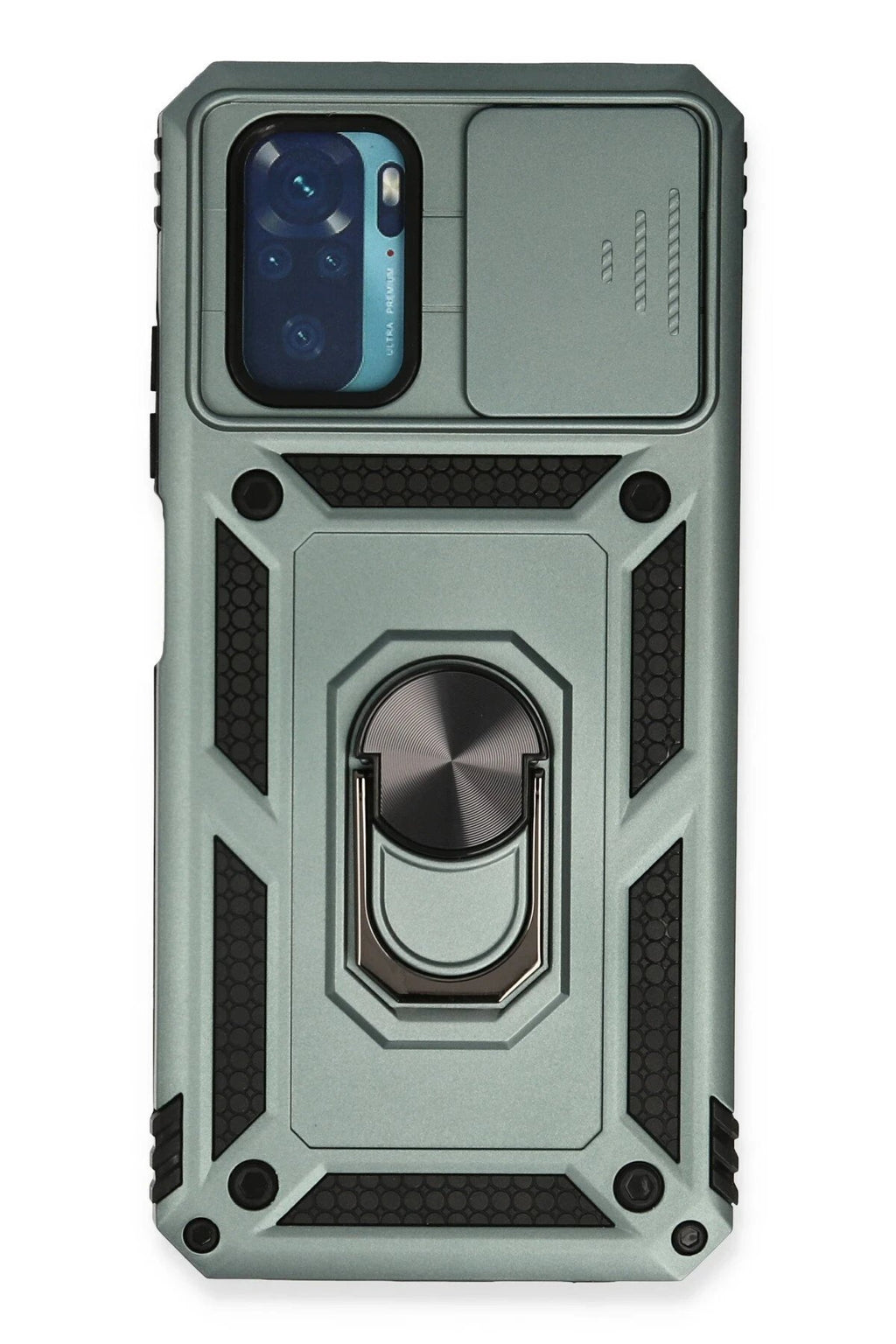 Xiaomi Redmi Note 10 Kılıf Pars Lens Yüzüklü Silikon - Yeşil-(5796)