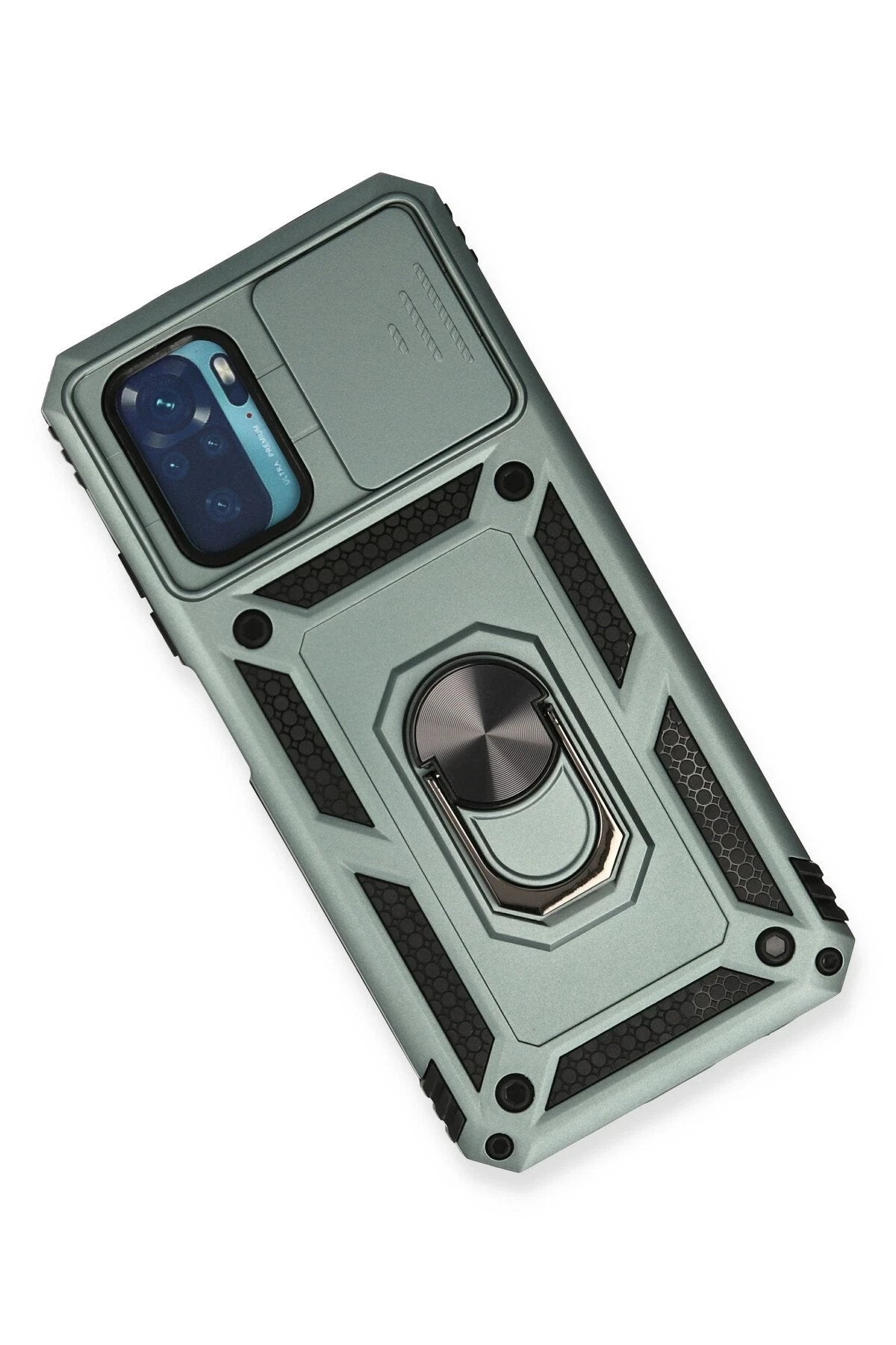 Xiaomi Redmi Note 10 Kılıf Pars Lens Yüzüklü Silikon - Yeşil-(5796)