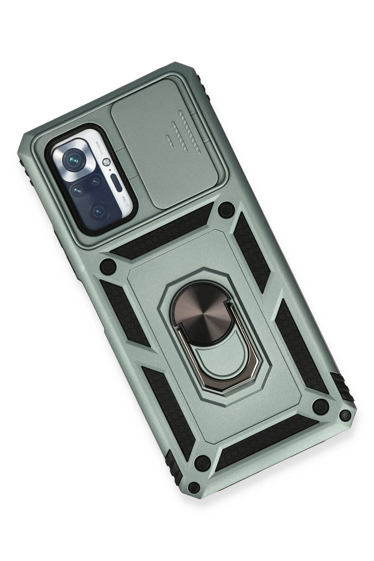Xiaomi Redmi Note 10 Pro Kılıf Pars Lens Yüzüklü Silikon - Yeşil-(5796)