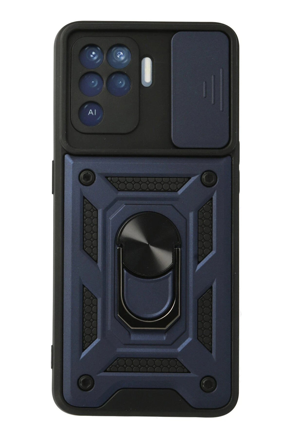 Oppo Reno 5 Lite Kılıf Pars Lens Yüzüklü Silikon - Lacivert-(5796)