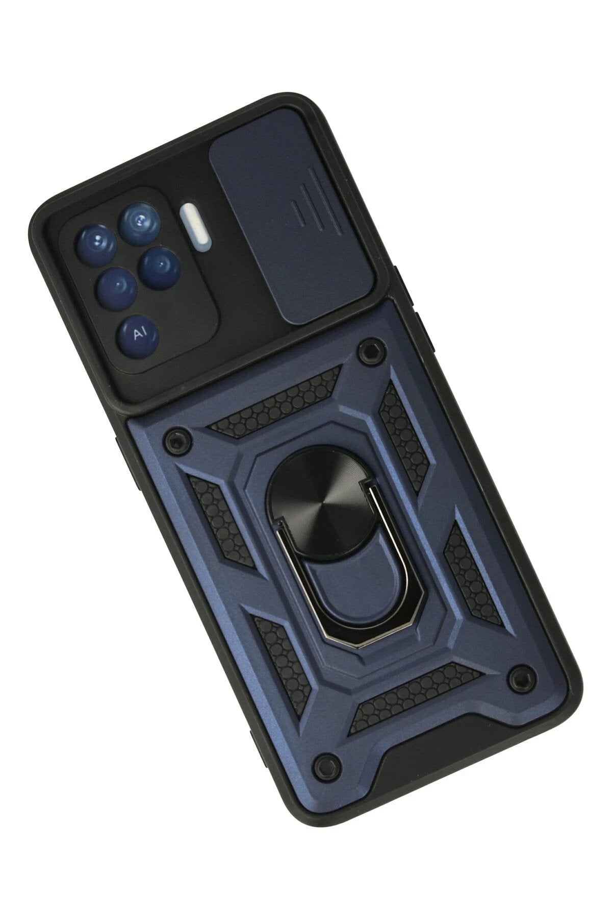 Oppo Reno 5 Lite Kılıf Pars Lens Yüzüklü Silikon - Lacivert-(5796)