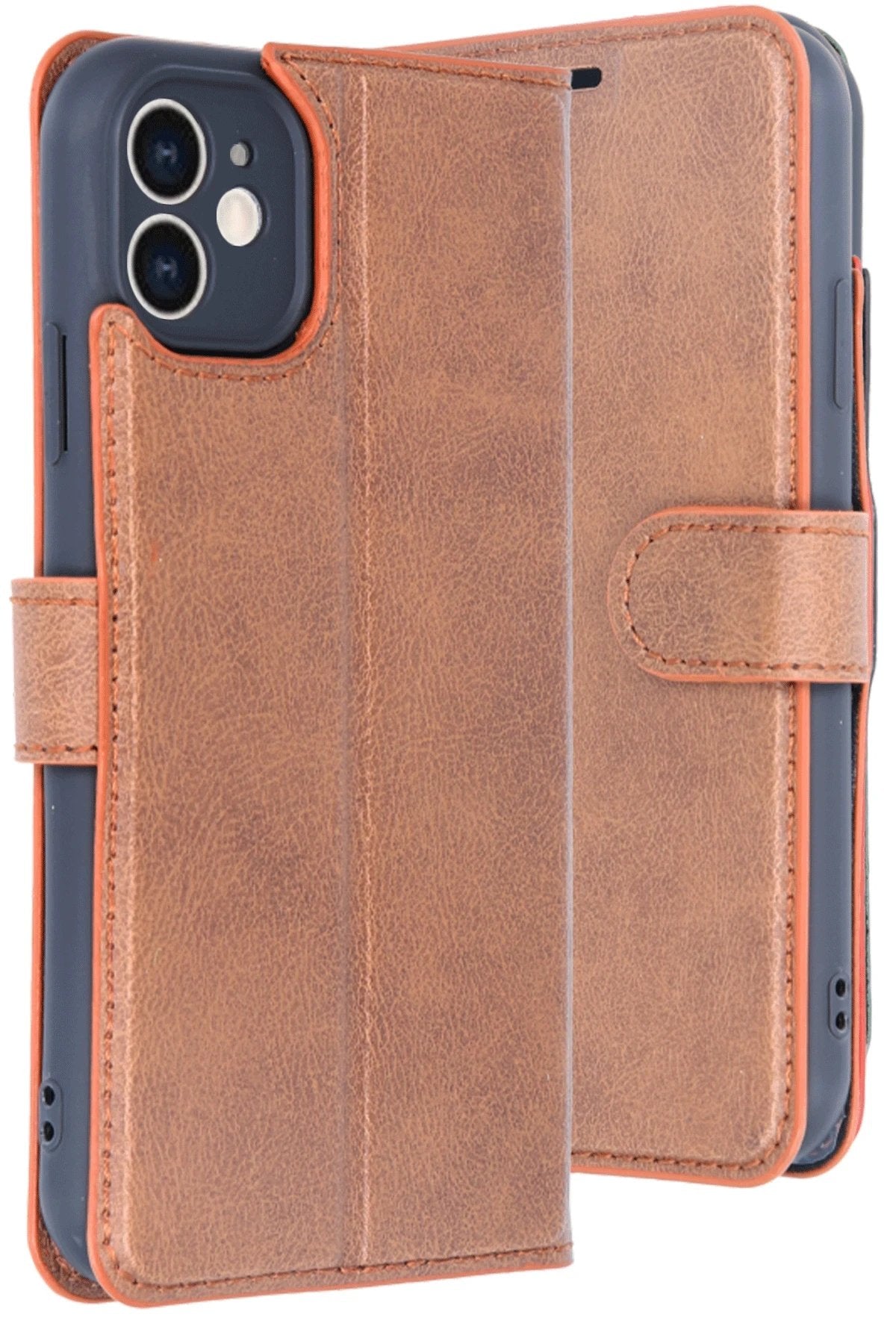 iPhone 11 Kılıf Trend S Plus Kapaklı Kılıf - Taba-(5796)