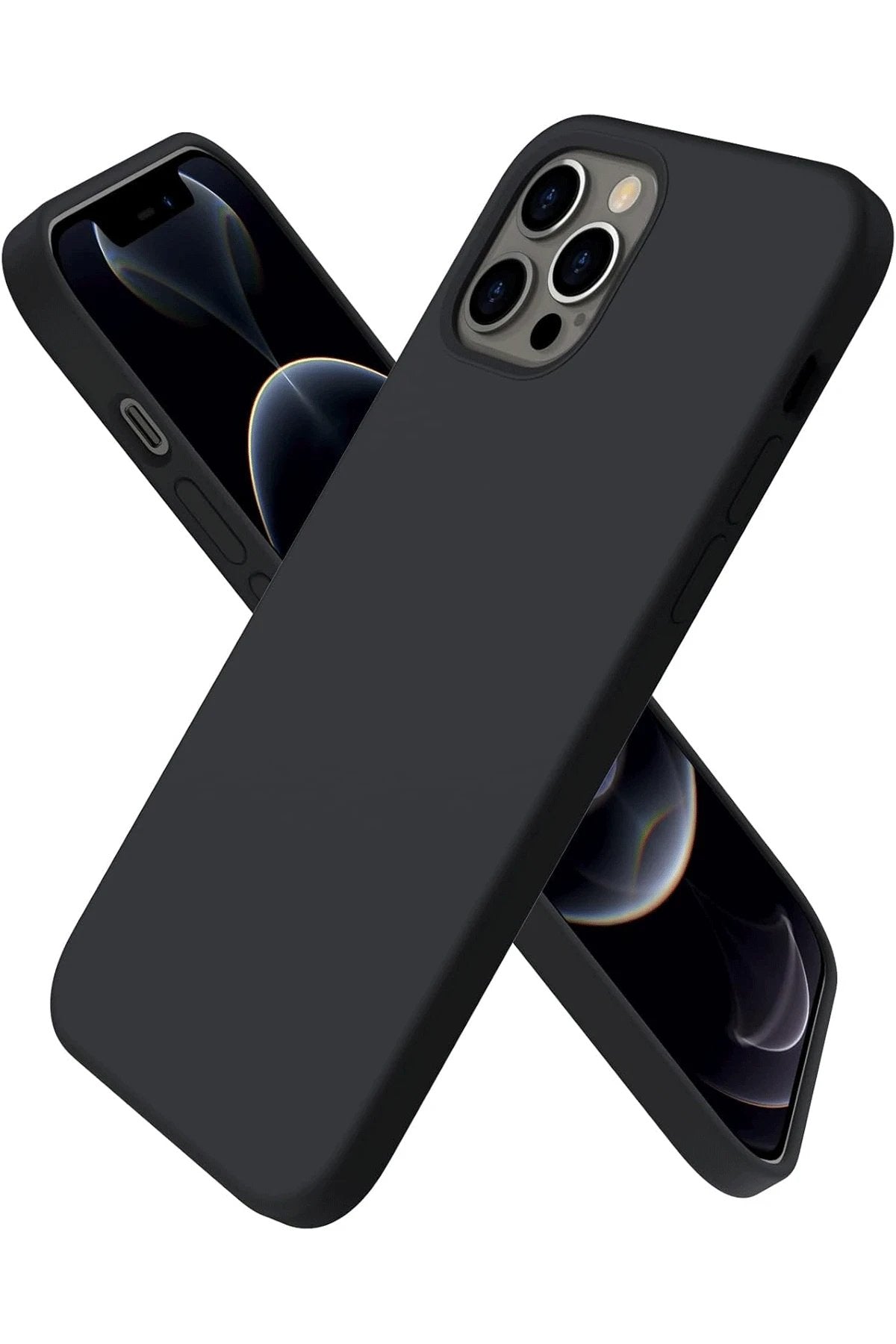 iPhone 12 Pro Kılıf First Silikon - Siyah-(5796)