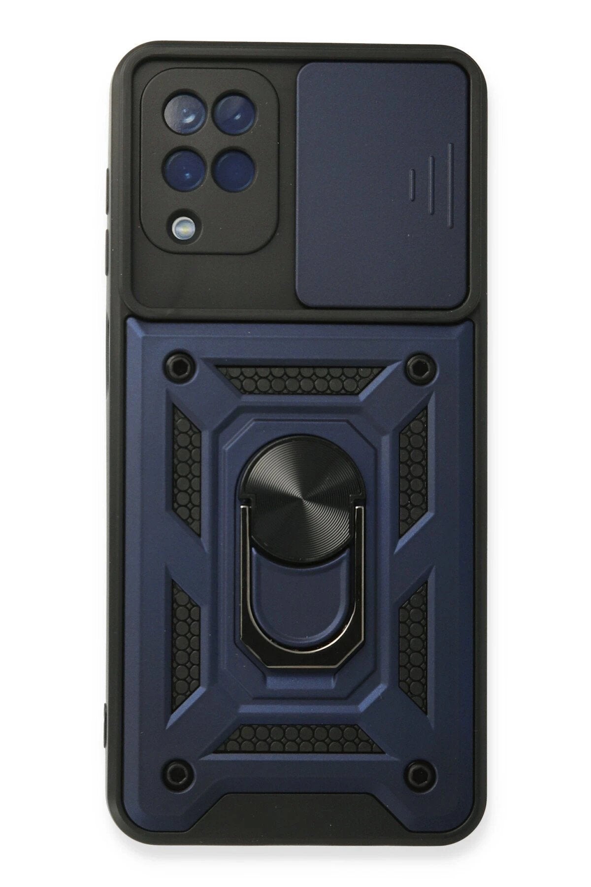 Samsung Galaxy A22 Kılıf Pars Lens Yüzüklü Silikon - Lacivert-(5796)