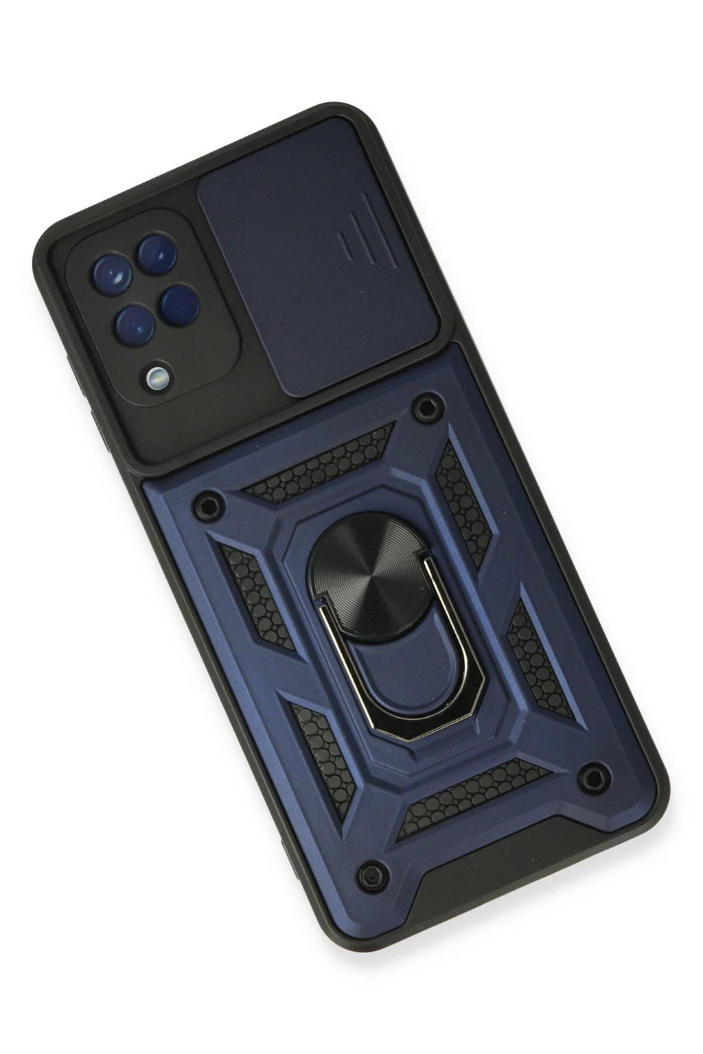 Samsung Galaxy A22 Kılıf Pars Lens Yüzüklü Silikon - Lacivert-(5796)