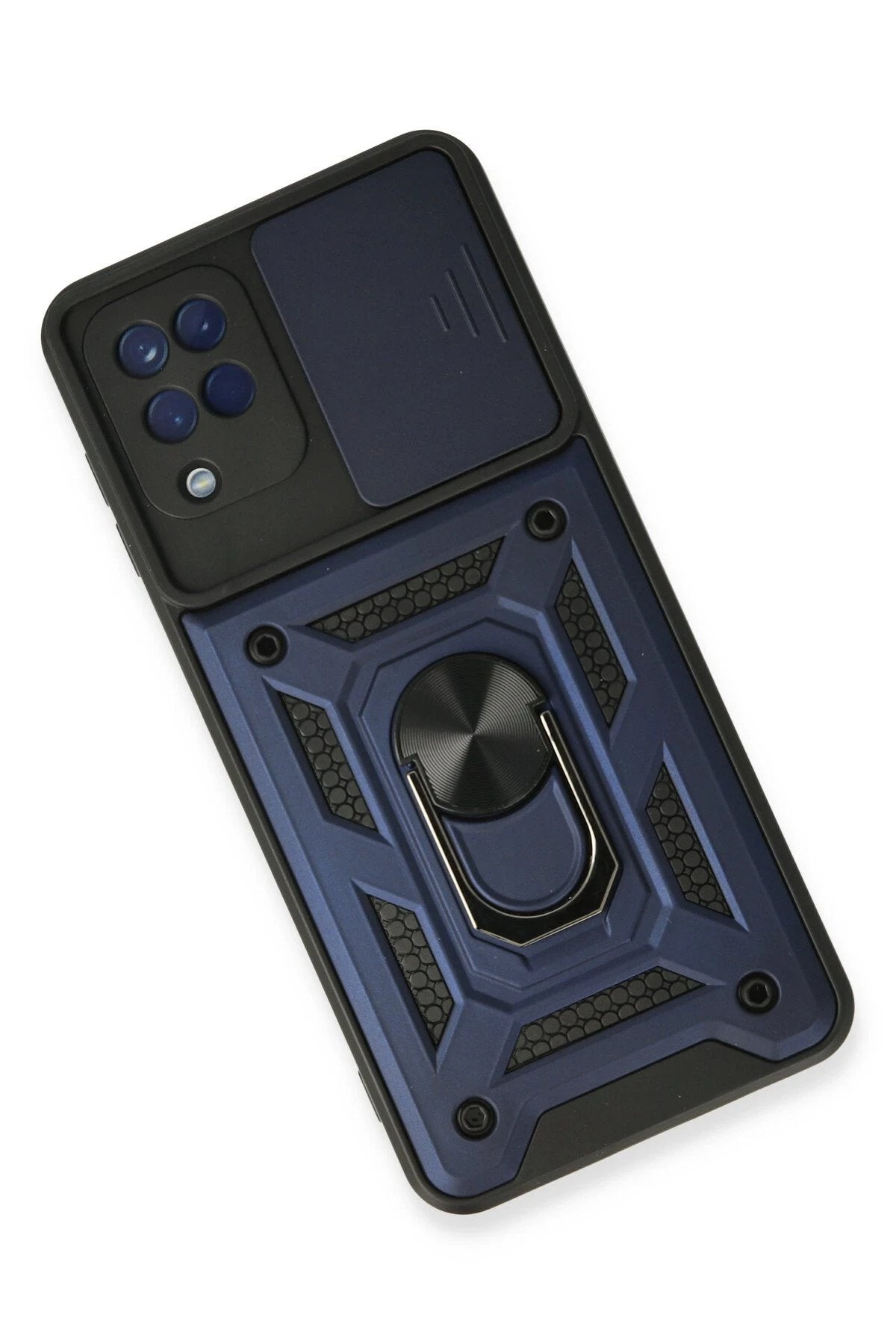 Samsung Galaxy A22 Kılıf Pars Lens Yüzüklü Silikon - Lacivert-(5796)