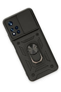 Xiaomi Redmi Note 11T Kılıf Pars Lens Yüzüklü Silikon - Siyah-(5796)