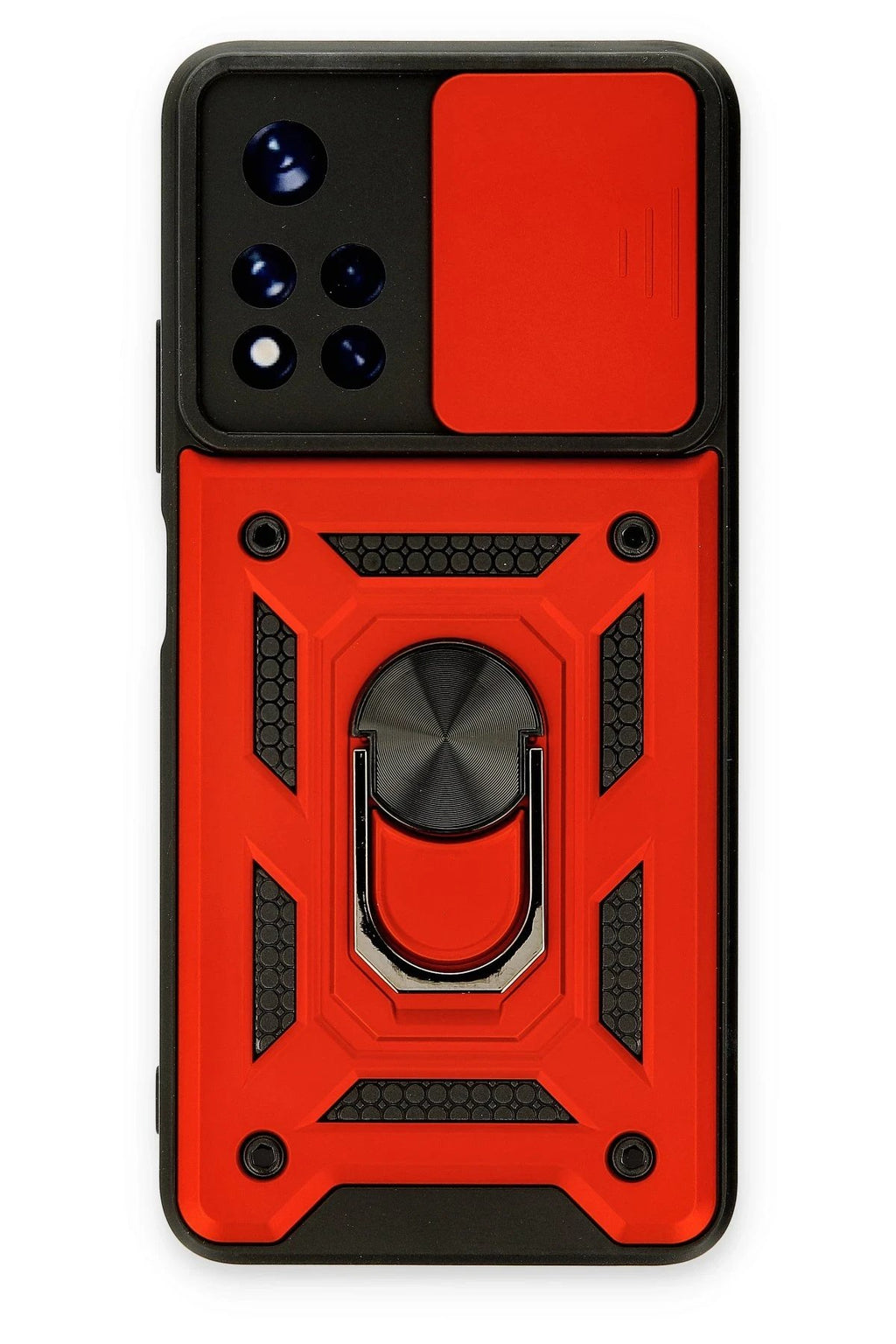 Xiaomi Redmi Note 11T Kılıf Pars Lens Yüzüklü Silikon - Kırmızı-(5796)