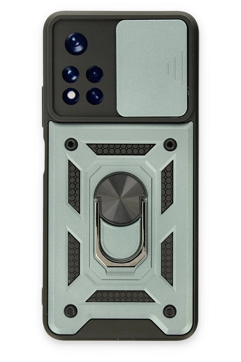 Xiaomi Redmi Note 11T Kılıf Pars Lens Yüzüklü Silikon - Yeşil-(5796)