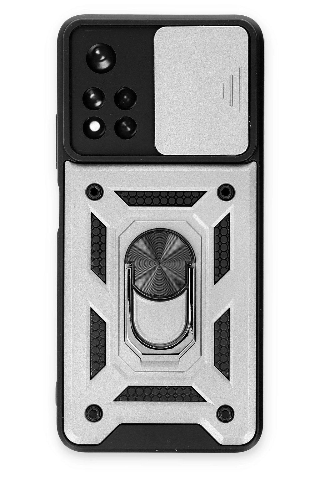 Xiaomi Redmi Note 11T Kılıf Pars Lens Yüzüklü Silikon - Gümüş-(5796)