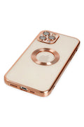 iPhone 12 Pro Kılıf Slot Silikon - Rose Gold-(5796)