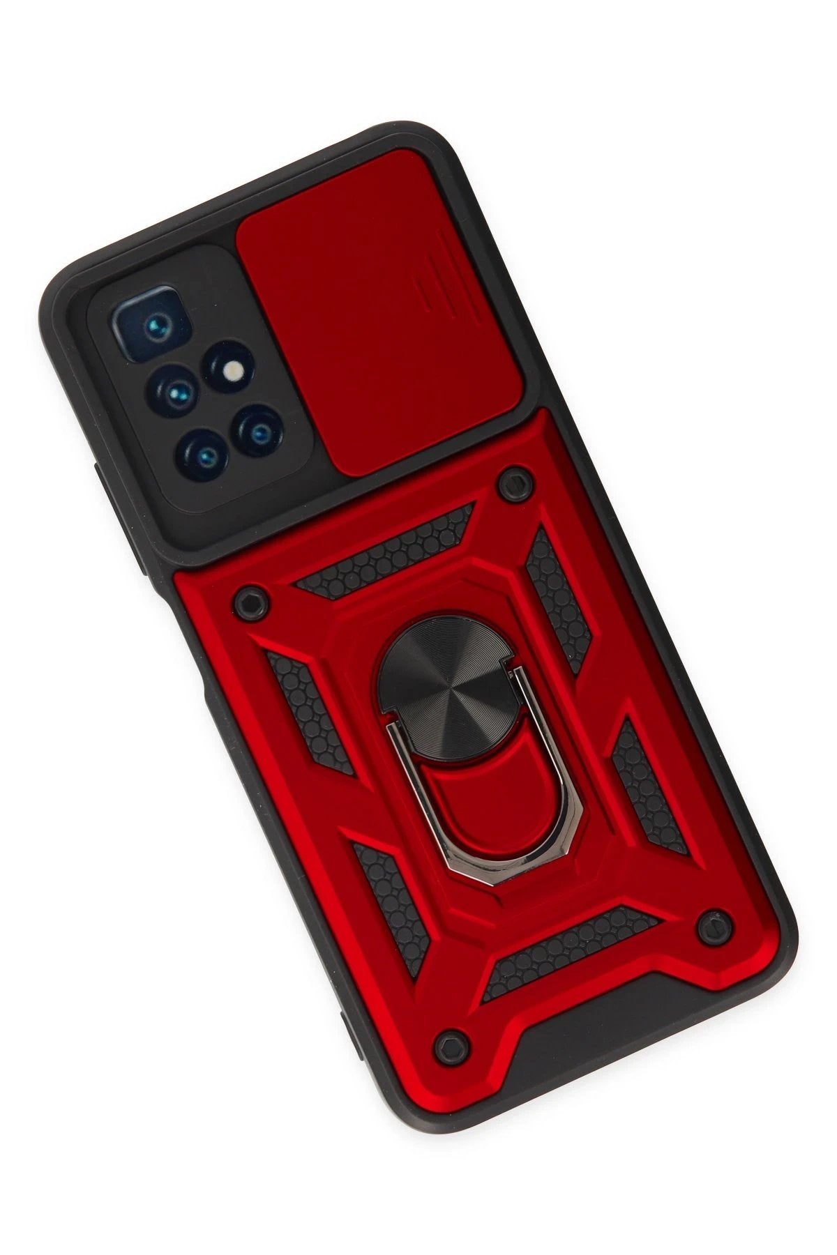 Xiaomi Redmi 10 2022 Kılıf Pars Lens Yüzüklü Silikon - Kırmızı-(5796)