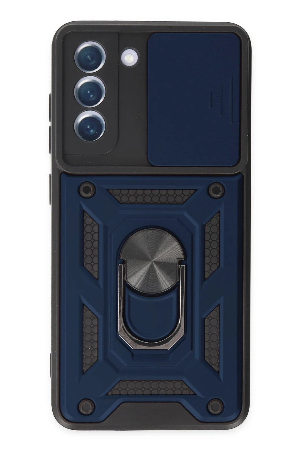 Samsung Galaxy S21 FE Kılıf Pars Lens Yüzüklü Silikon - Lacivert-(5796)