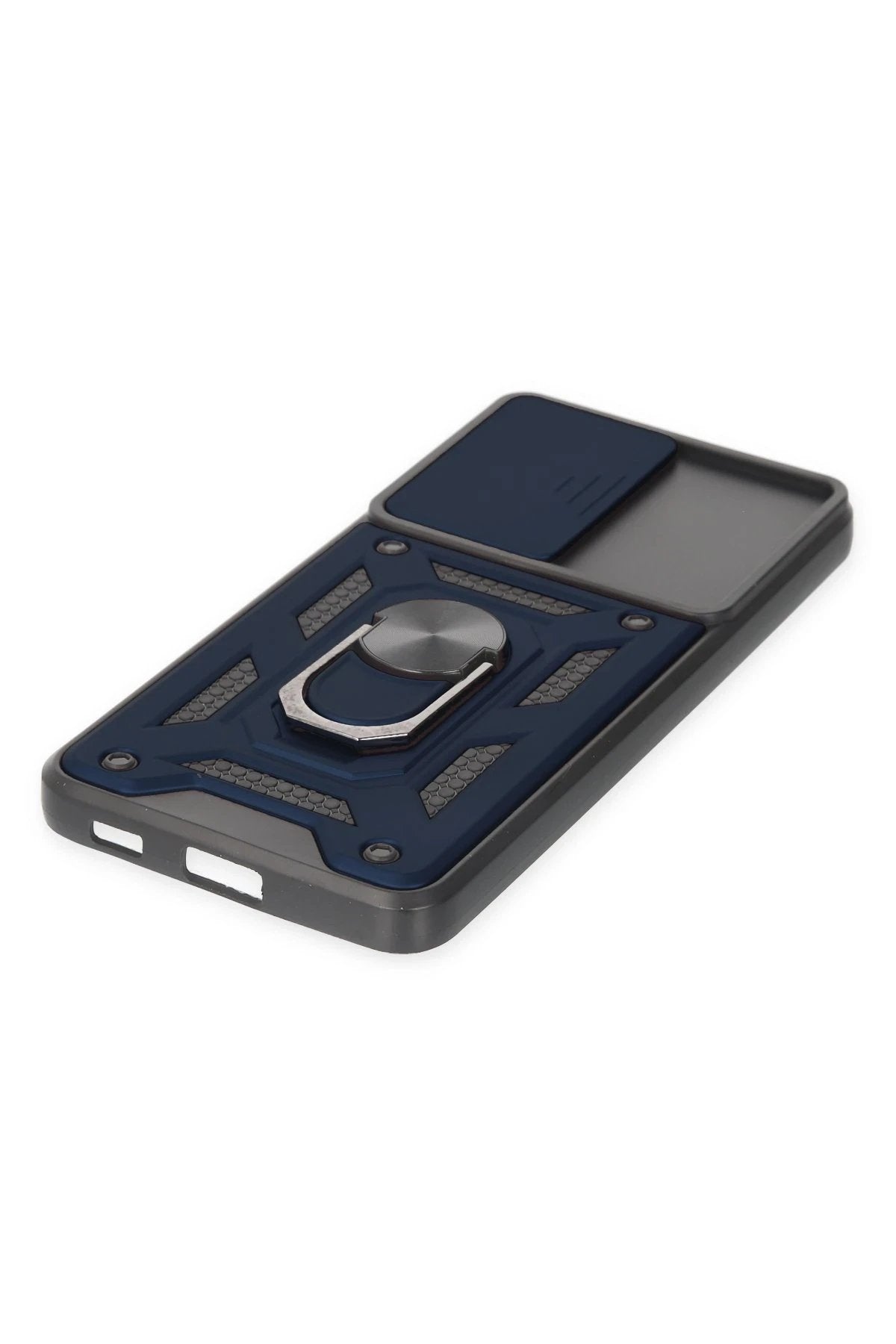 Samsung Galaxy S21 FE Kılıf Pars Lens Yüzüklü Silikon - Lacivert-(5796)