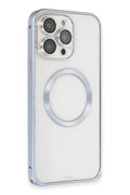 iPhone 13 Pro Max Kılıf Metal Bumper Magneticsafe Kapak - Sierra Blue-(5796)