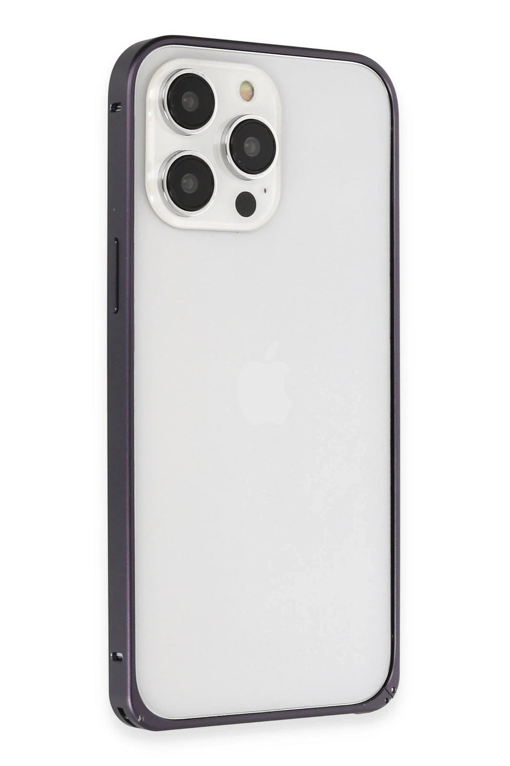 iPhone 14 Pro Kılıf Metal Bumper Magneticsafe Kapak - Derin Mor-(5796)