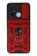 Xiaomi Redmi 12C Kılıf Pars Lens Yüzüklü Silikon - Kırmızı-(5796)