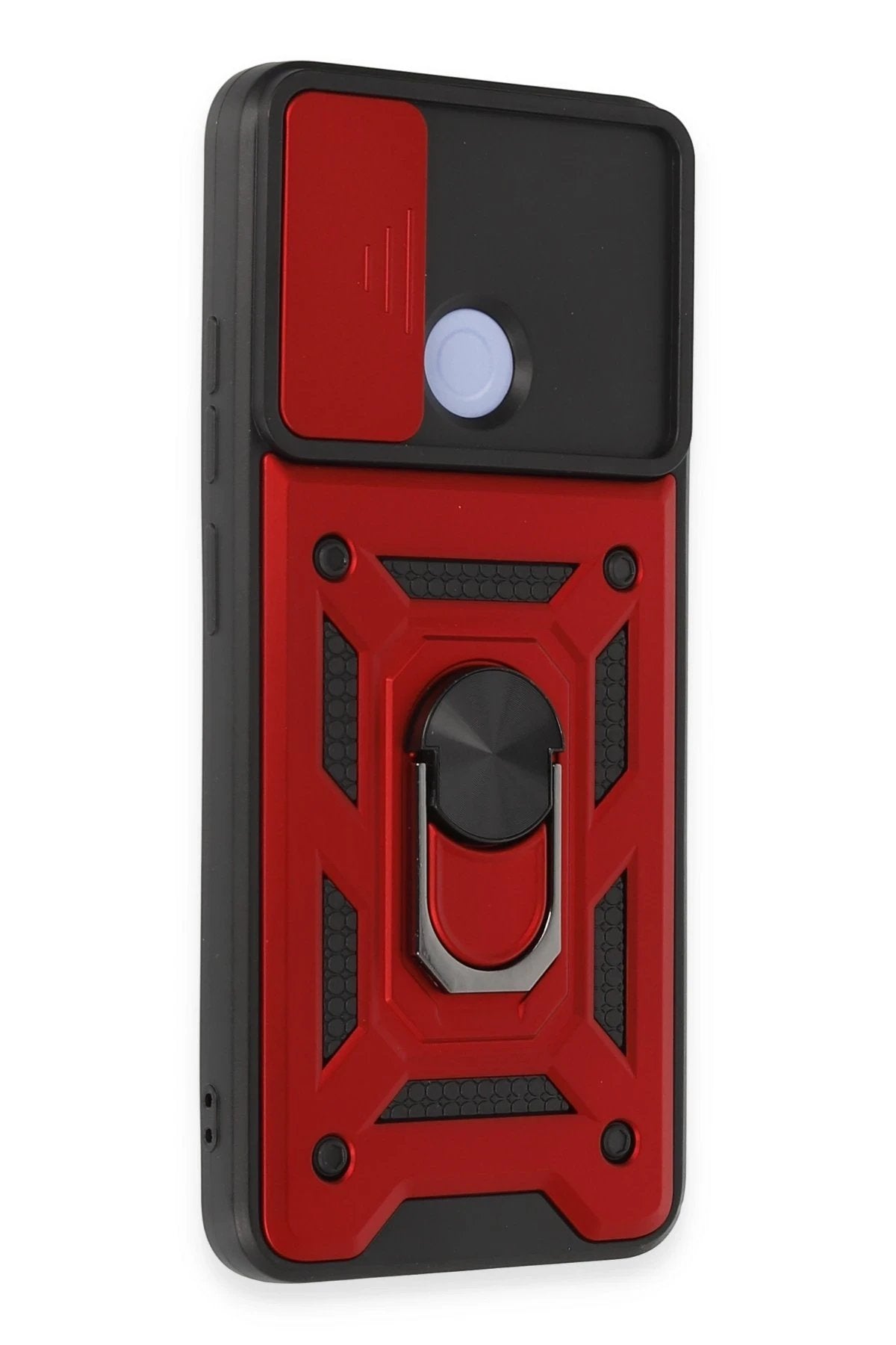 Xiaomi Redmi 12C Kılıf Pars Lens Yüzüklü Silikon - Kırmızı-(5796)