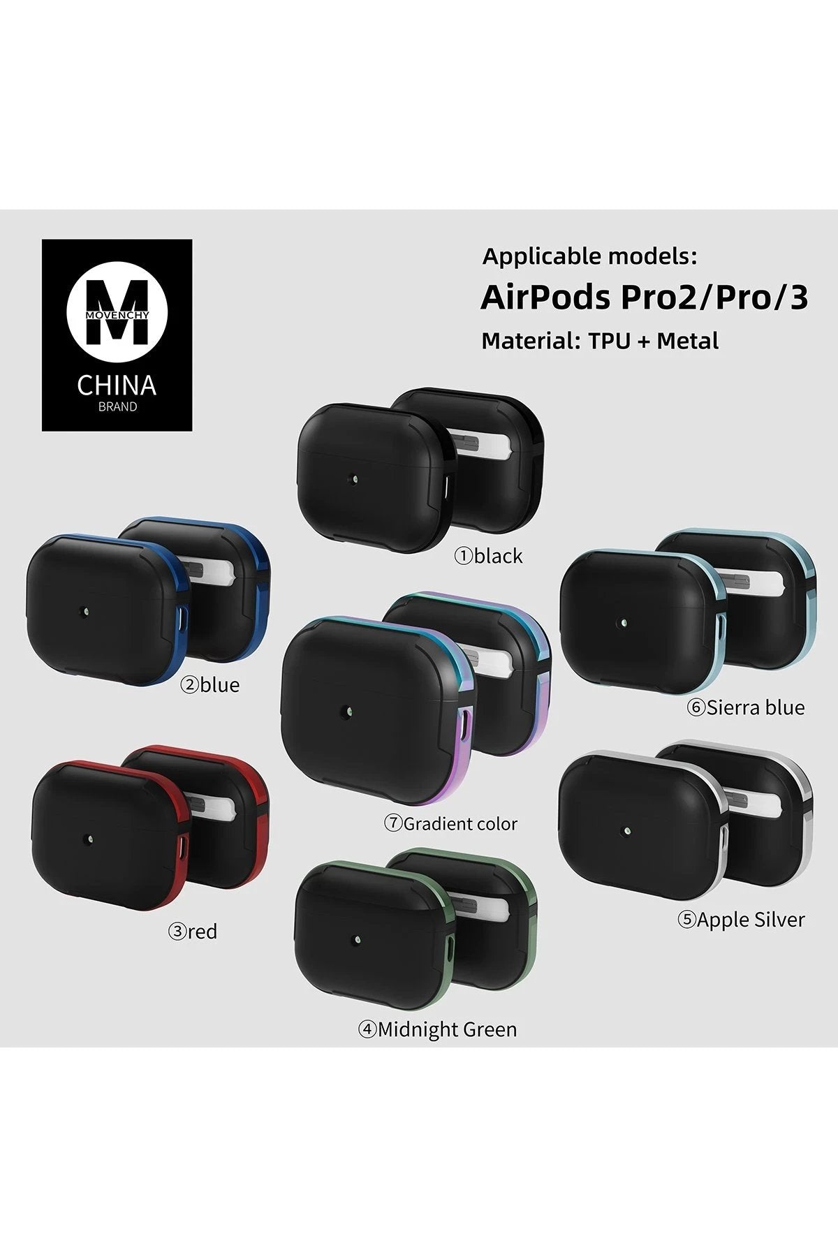 Airpods 3 (3.nesil) MO-A8 Armor Kılıf - Sierra Blue-(5796)
