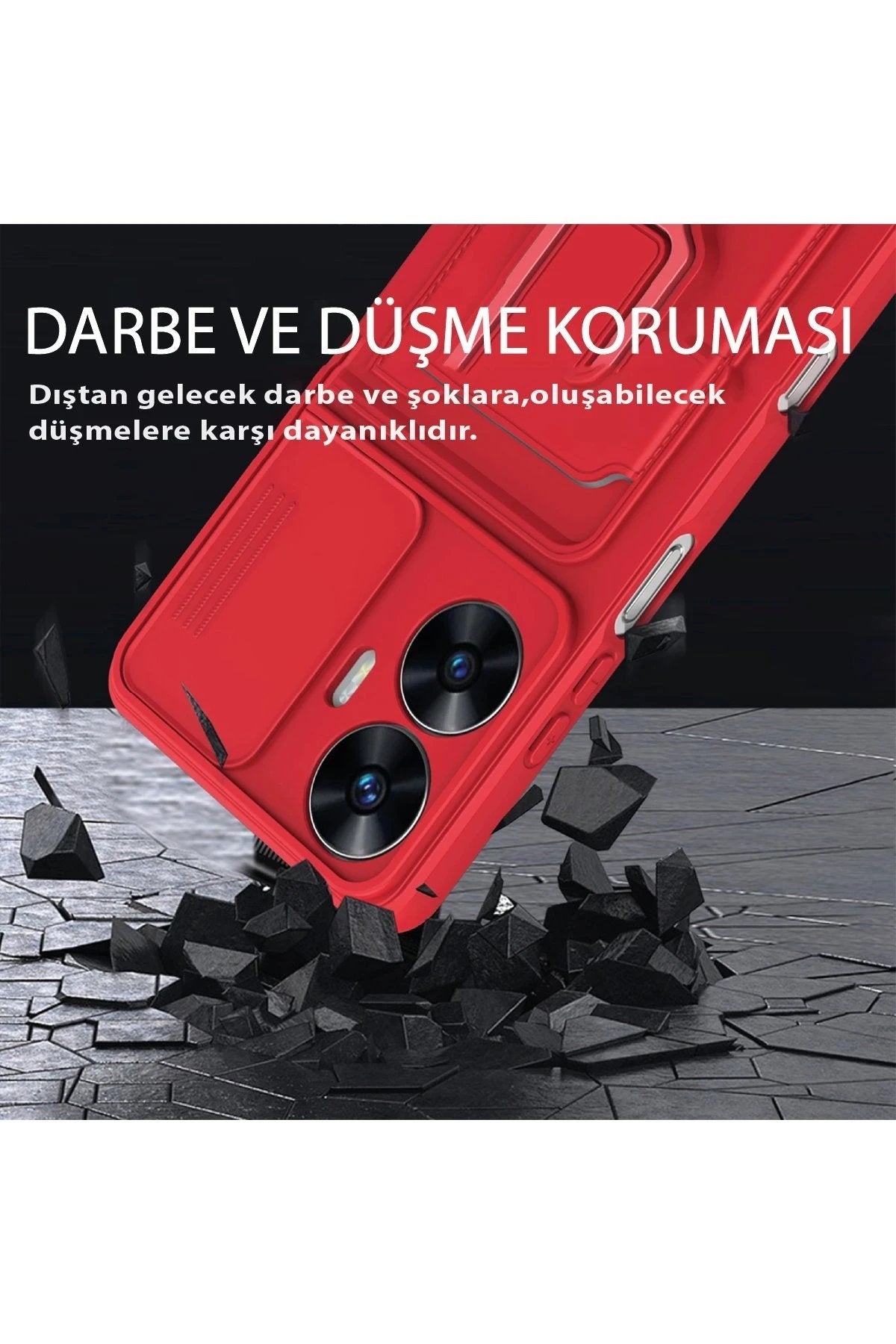 Realme C55 Kılıf Zuma Kartvizitli Yüzüklü Silikon - Siyah-(5796)