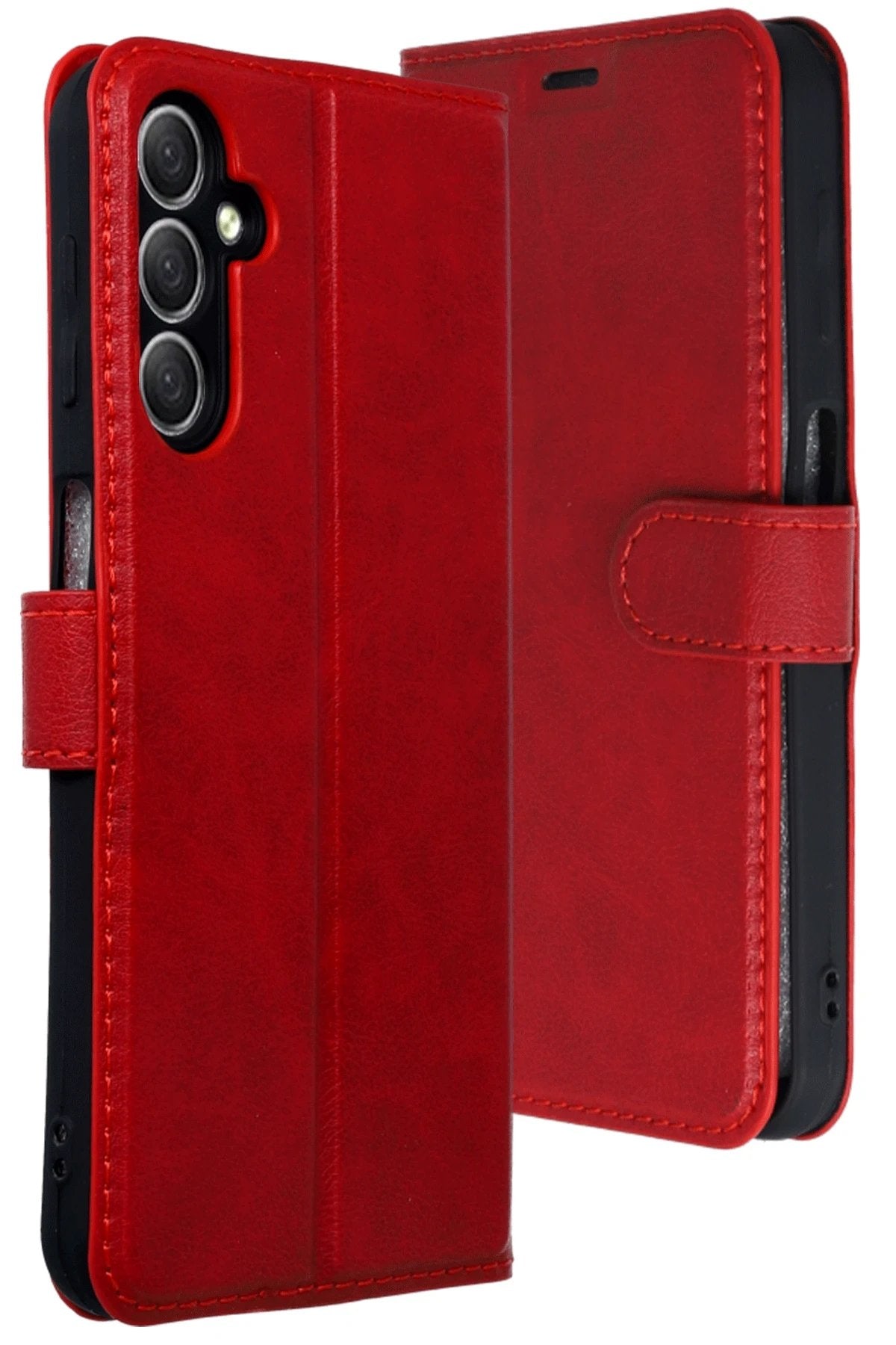 Samsung Galaxy A24 4G Kılıf Trend S Plus Kapaklı Kılıf - Kırmızı-(5796)