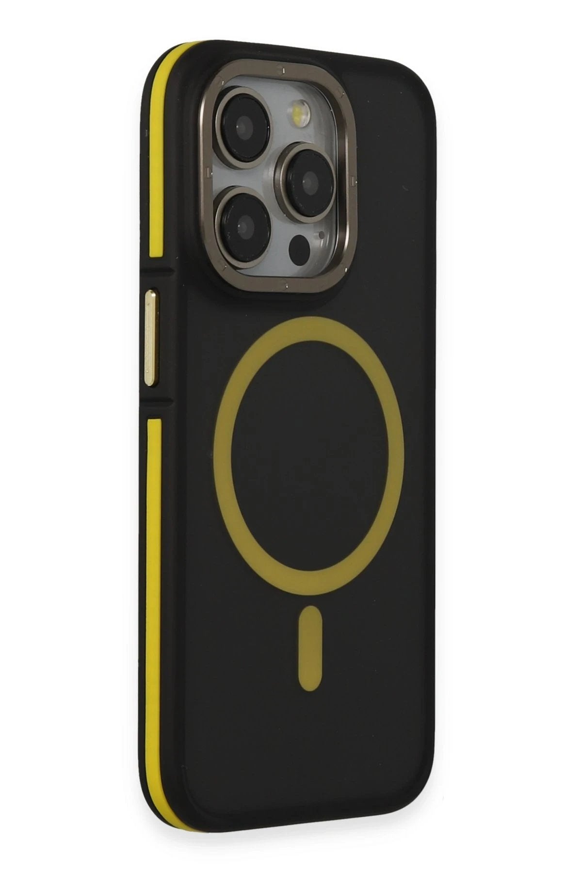 iPhone 14 Pro Kılıf Rocky Magsafe Kapak - Siyah-Sarı-(5796)