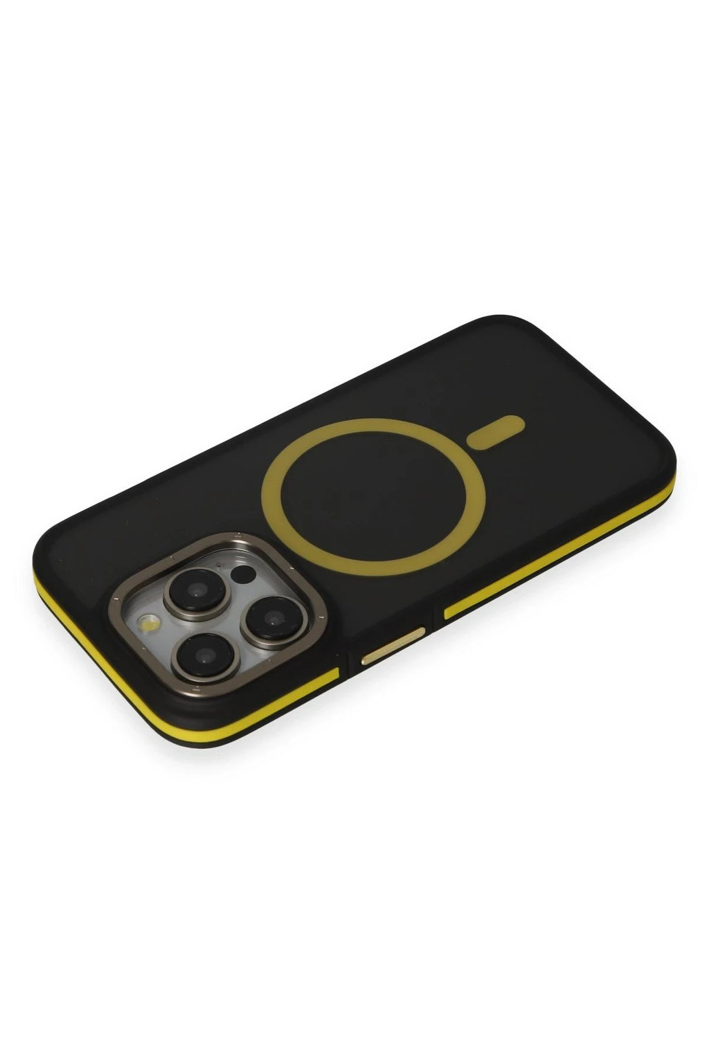 iPhone 14 Pro Kılıf Rocky Magsafe Kapak - Siyah-Sarı-(5796)