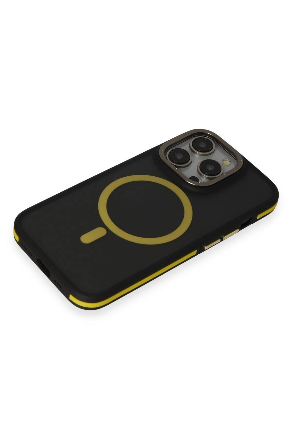 iPhone 14 Pro Max Kılıf Rocky Magsafe Kapak - Siyah-Sarı-(5796)
