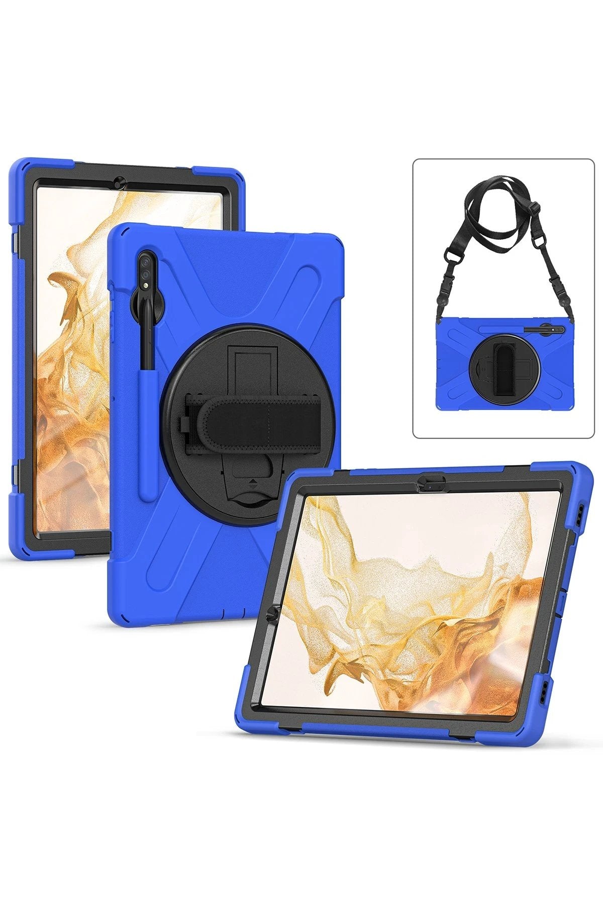 Samsung Galaxy T737 Tab S7 FE 12.4 Kılıf Amazing Tablet Kapak - Mavi-(5796)