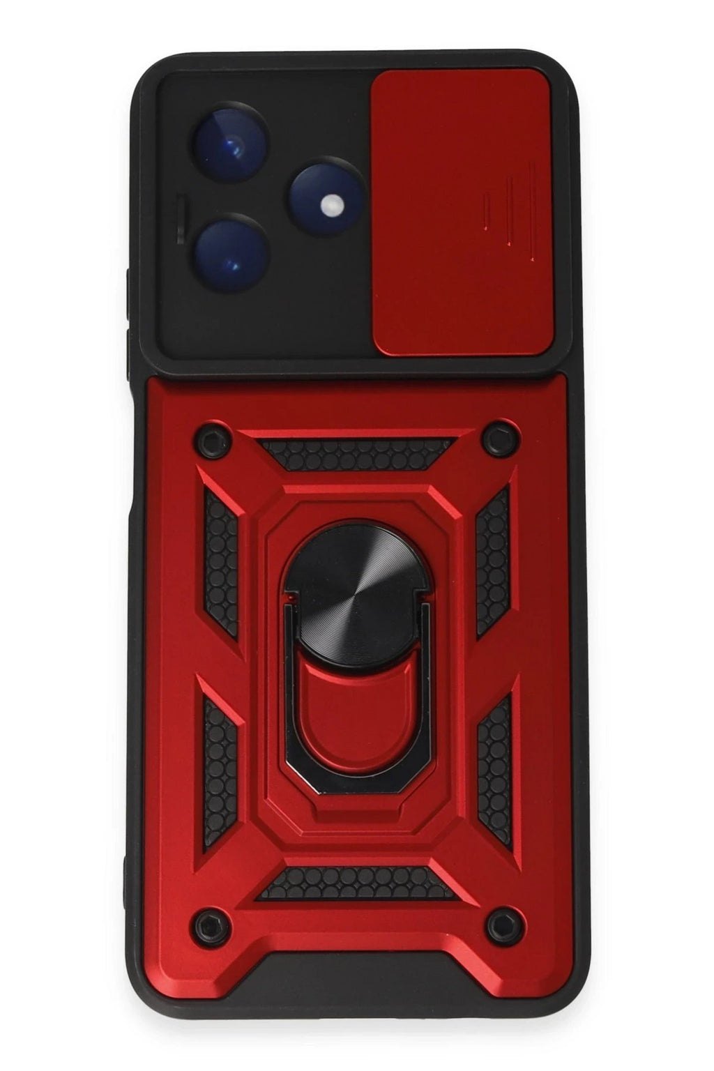 Realme C53 Kılıf Pars Lens Yüzüklü Silikon - Kırmızı-(5796)