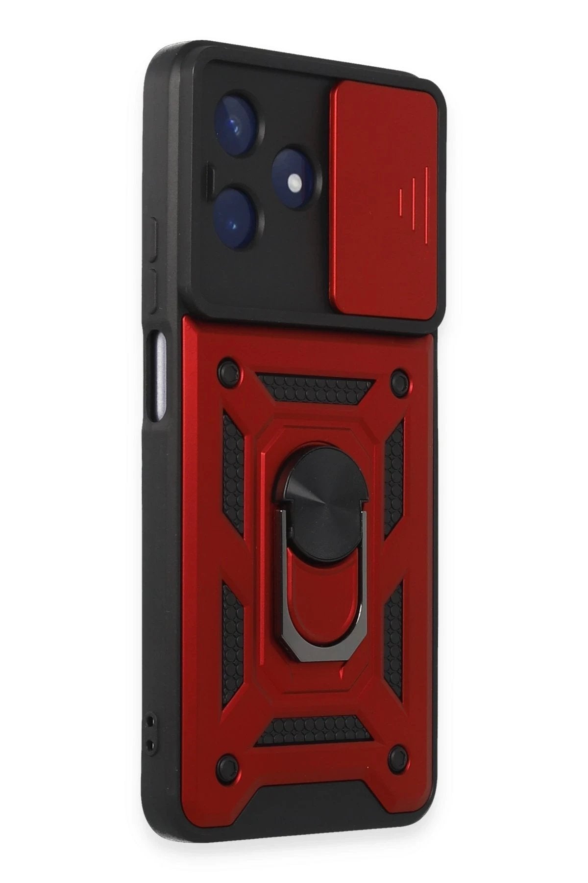 Realme C53 Kılıf Pars Lens Yüzüklü Silikon - Kırmızı-(5796)