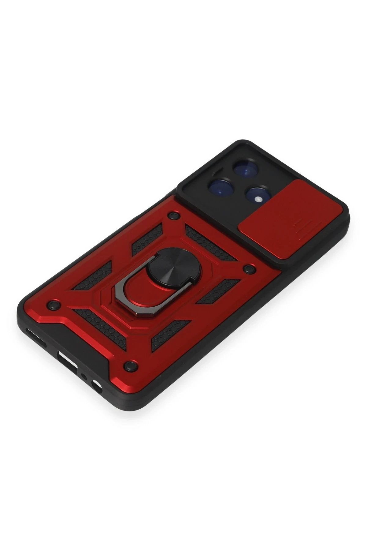 Realme C53 Kılıf Pars Lens Yüzüklü Silikon - Kırmızı-(5796)