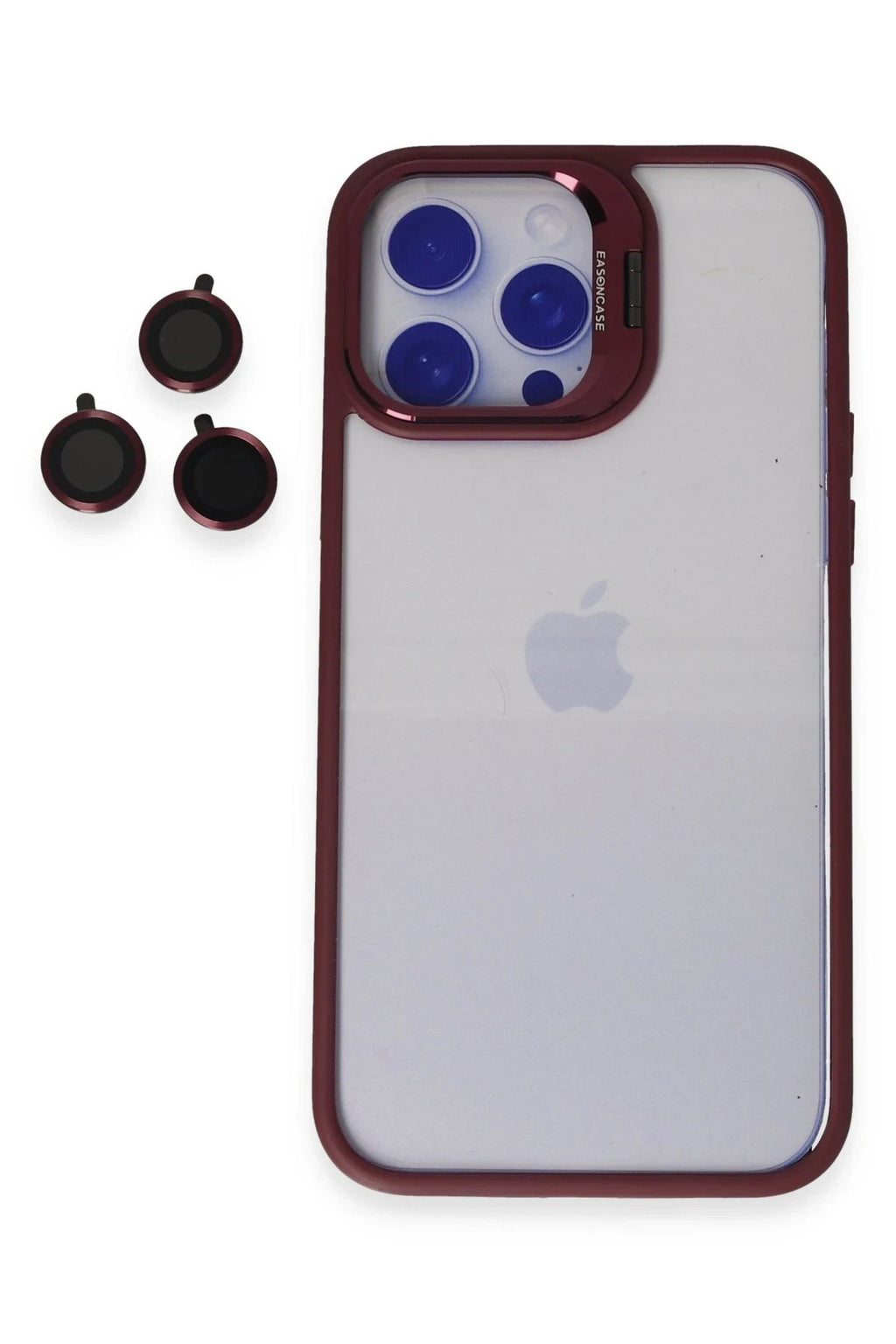 iPhone 15 Pro Kılıf Roblox Lens Standlı Kapak - Bordo-(5796)