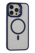 iPhone 14 Pro Max Kılıf Roblox Lens Magsafe Standlı Kapak - Lacivert-(5796)