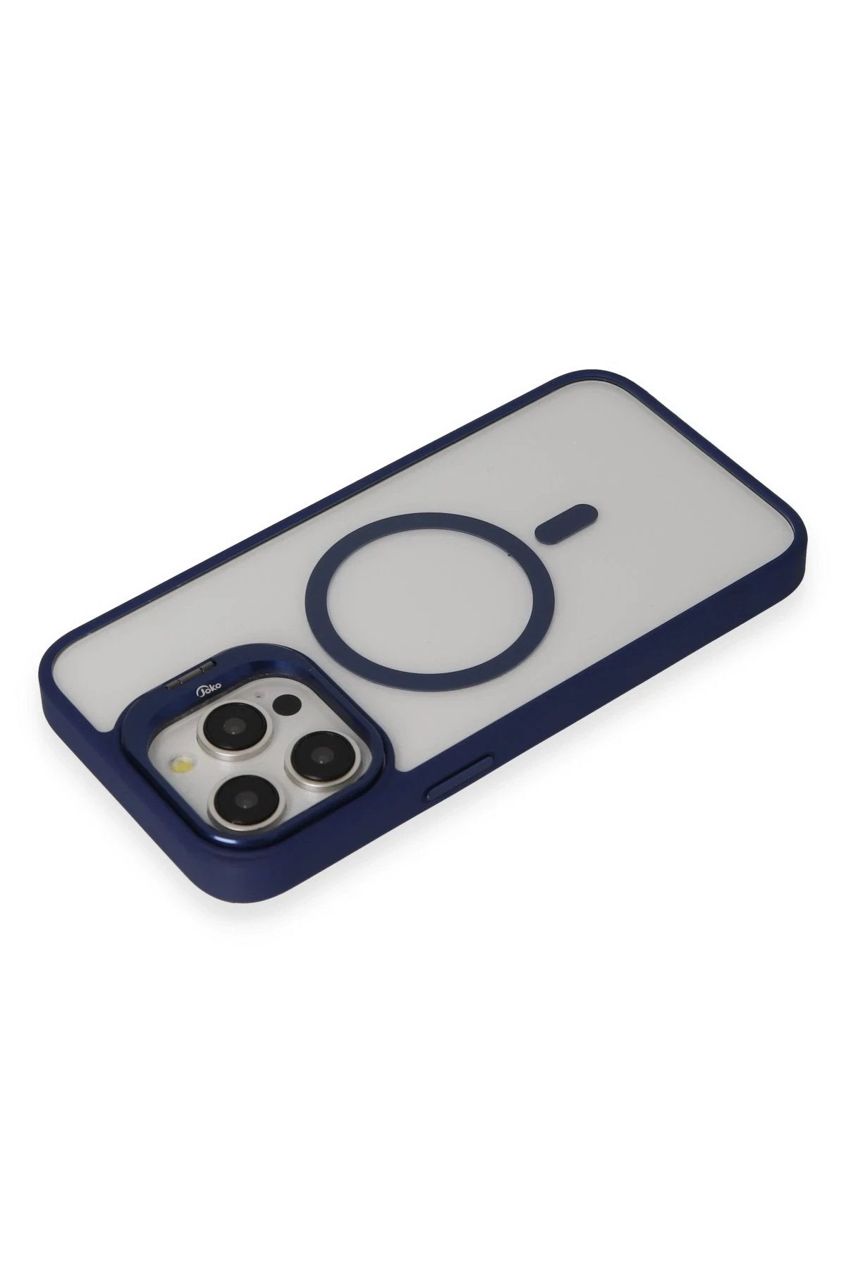 iPhone 14 Pro Max Kılıf Roblox Lens Magsafe Standlı Kapak - Lacivert-(5796)