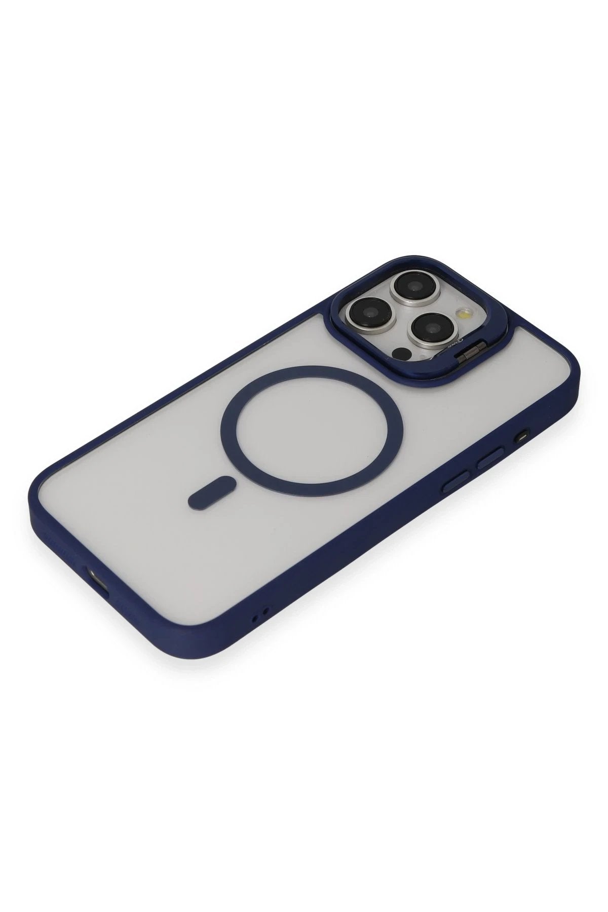 iPhone 14 Pro Max Kılıf Roblox Lens Magsafe Standlı Kapak - Lacivert-(5796)
