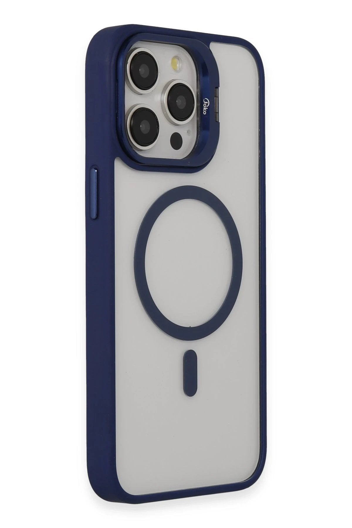 iPhone 15 Pro Kılıf Roblox Lens Magsafe Standlı Kapak - Lacivert-(5796)