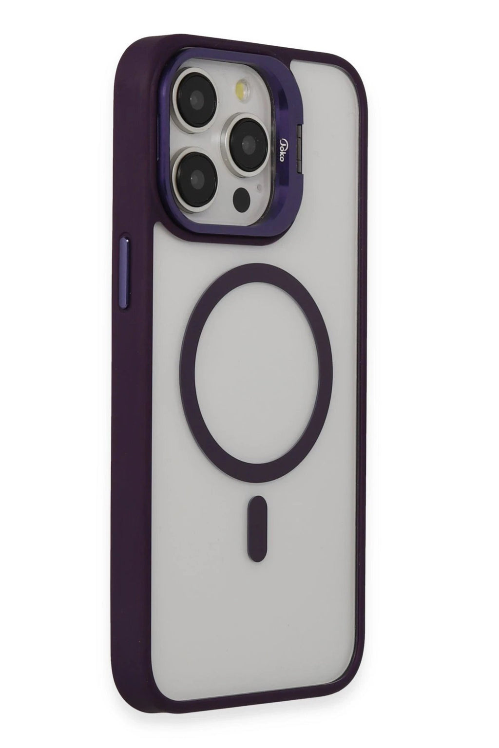 iPhone 15 Pro Kılıf Roblox Lens Magsafe Standlı Kapak - Derin Mor-(5796)