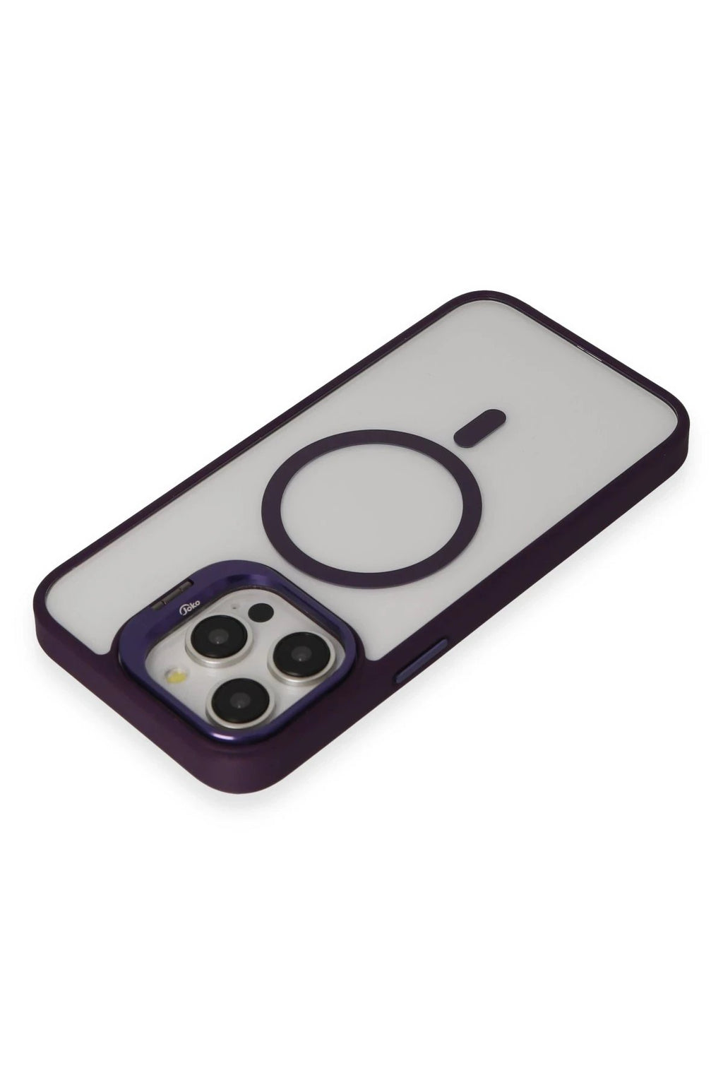 iPhone 15 Pro Max Kılıf Roblox Lens Magsafe Standlı Kapak - Derin Mor-(5796)