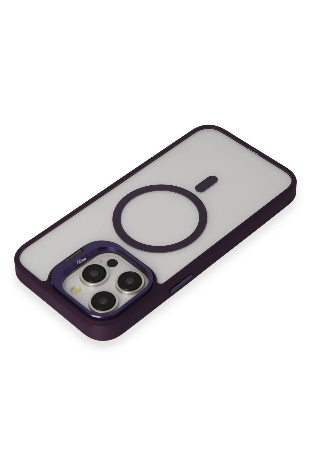 iPhone 15 Pro Max Kılıf Roblox Lens Magsafe Standlı Kapak - Derin Mor-(5796)