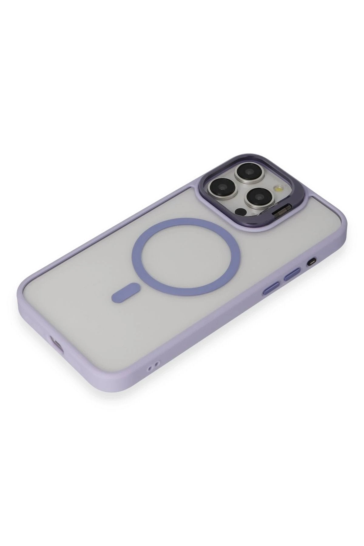 iPhone 15 Pro Max Kılıf Roblox Lens Magsafe Standlı Kapak - Lila-(5796)